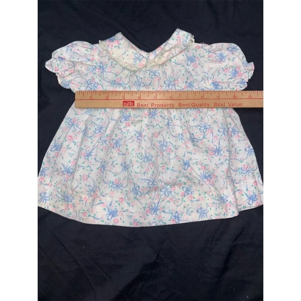 Vintage MAGGIE Baby Girl Dress 0-3 Months Pastel Floral Lace Trim grandmacore